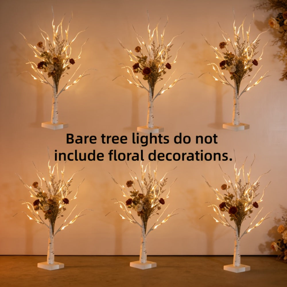 LED Illuminated Birch Tree Decoration ¨C Battery-Powered Warm White Glowing Birch Trees for Wedding, Home, Fireplace & Indoor Gatherings ¨C Freestanding Decorative Light Display, 4 or 6 Pack