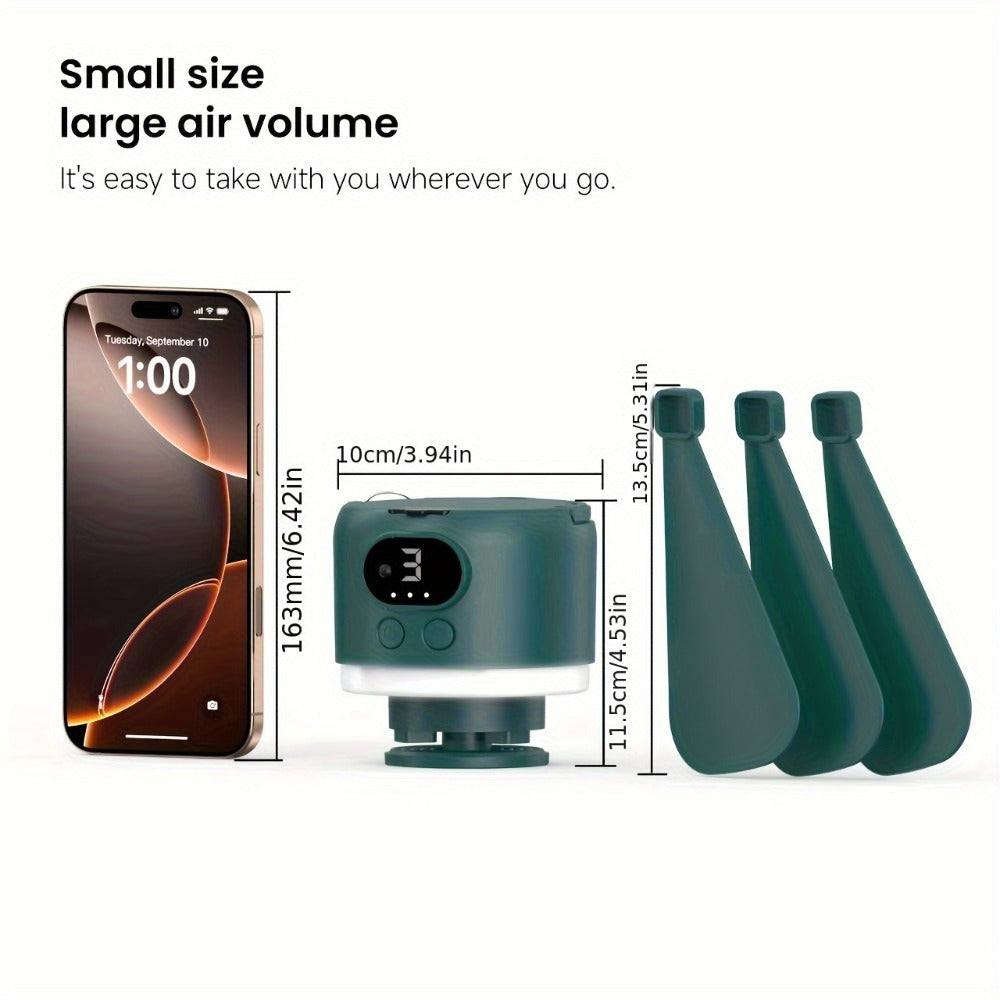 Portable Camping Ceiling Fan 10400mAh USB Rechargeable Remote Control 4-Speed Mute Fan Lamp with Phone Charging for Outdoor Tent Dorm Home White Dark Green