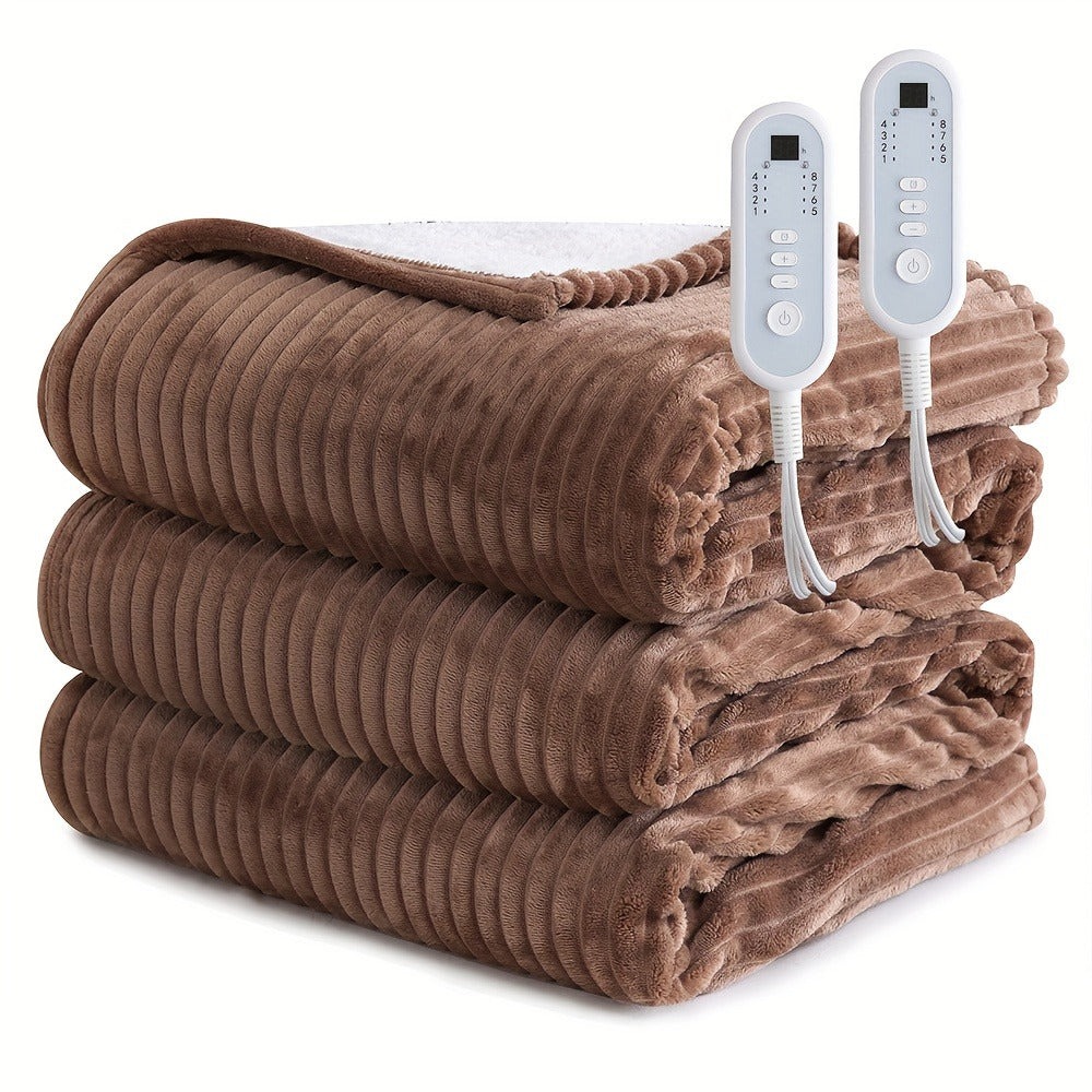 Electric Blanket with Temperature Control and Timer ¨C Extra Large Flannel Heated Blanket, 8 Levels 10-Hour Auto-Off, Machine Washable, PTC+NTC Overheat Protection, Throw Twin Full Queen King