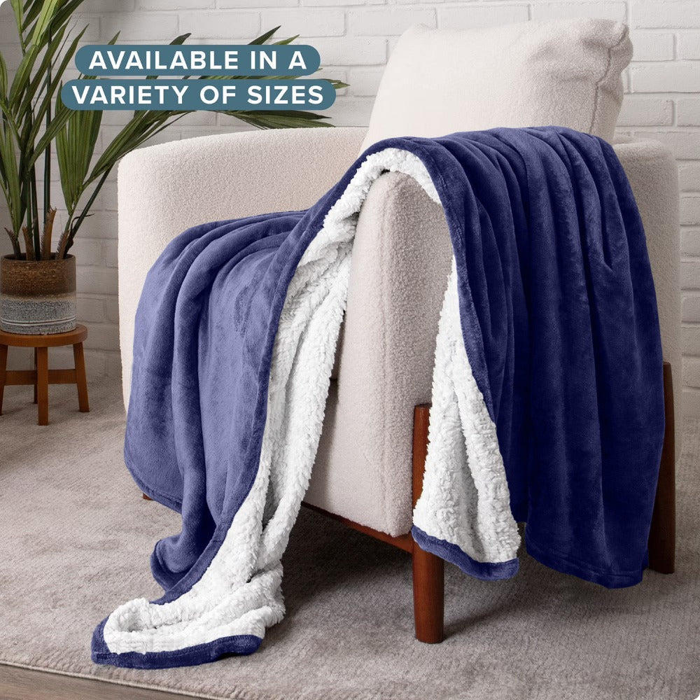 Sherpa Flannel Blanket ¨C Double-Layer Ultra Soft Warm Throw for Bed, Sofa & Bedroom Decor, Better Sleep, 14 Colors, 3 Sizes