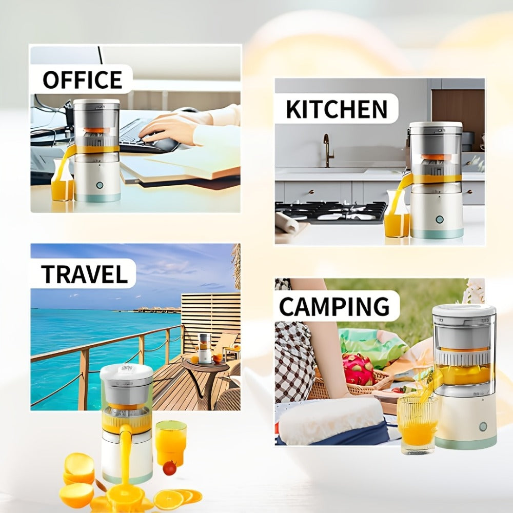 Rechargeable USB Electric Citrus Juicer Portable Citrus Press for Oranges Lemons Grapefruit Kiwi Removable Parts Pulp Separation Compact Juice Maker for Travel Home Green