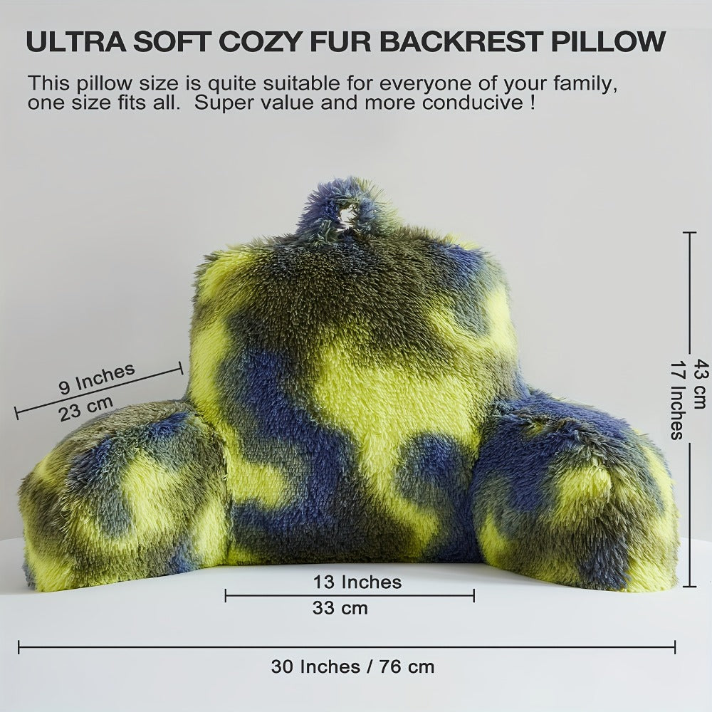 Reading Pillow with Arms - Camo Tie-Dye Plush Backrest Pillow for Bed, Ergonomic Sit-Up Support for Reading, Gaming & Studying, Fluffy Boyfriend Pillow with Medium-Firm Fill, Cozy Home Decor