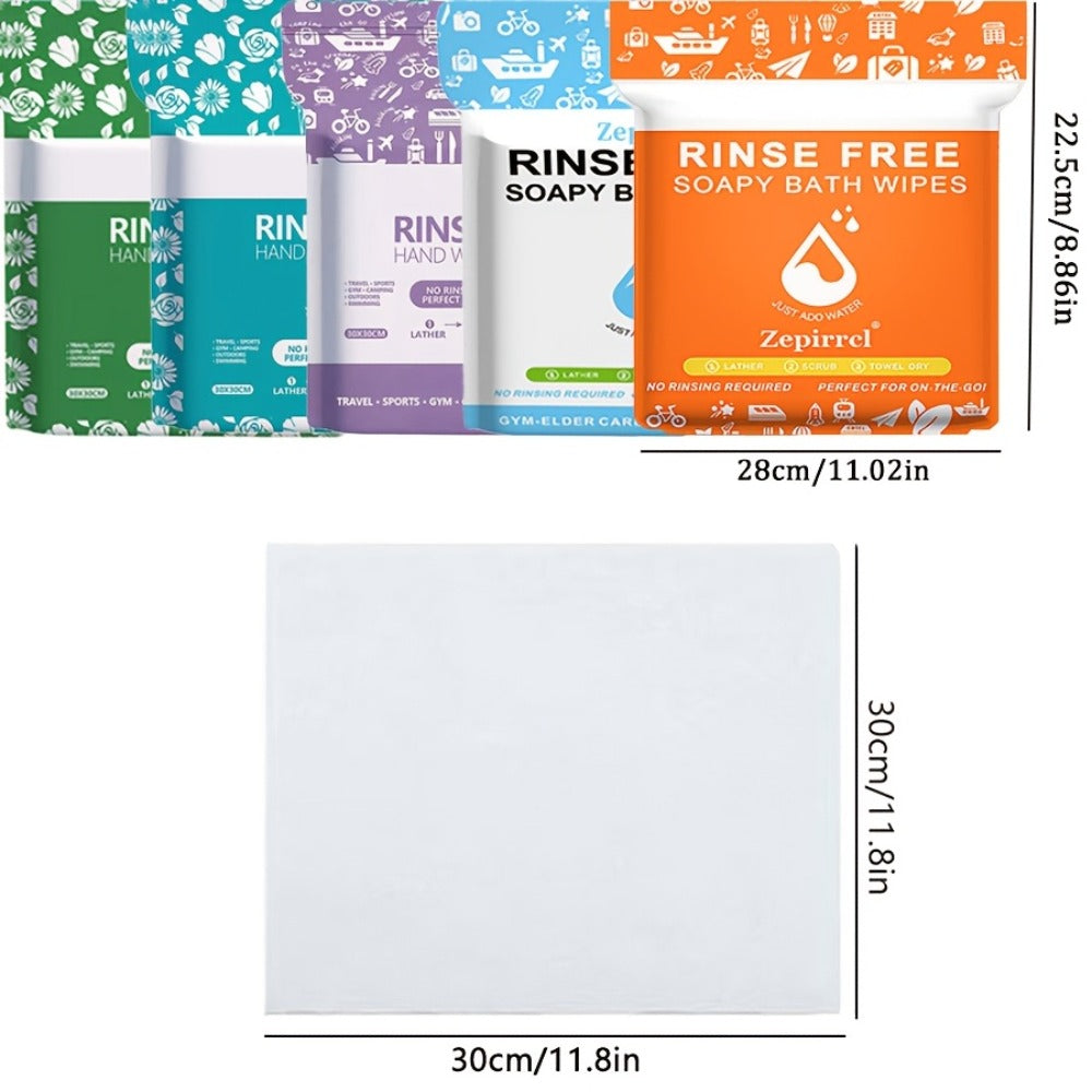 Disposable No-Rinse Soap Towel Sheets for Travel Camping Gym - Portable Foam Bath Towel Sensitive Skin Safe Wet Lather Dry All-In-One Body Wash Towel 25/50/100/250pcs