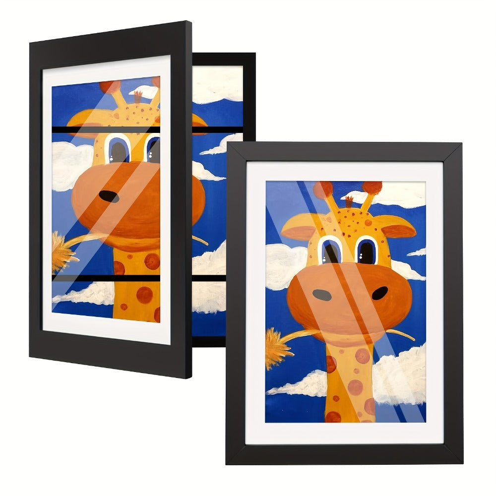 Kids Art Frame Changeable Front-Opening Display ¨C Children Artwork Picture Frame for 8.5x11 & 10x12.5 Drawings, Paintings & School Projects, Perfect Christmas & Holiday Gift, White / Wood / Black, 2/4/8 Pack