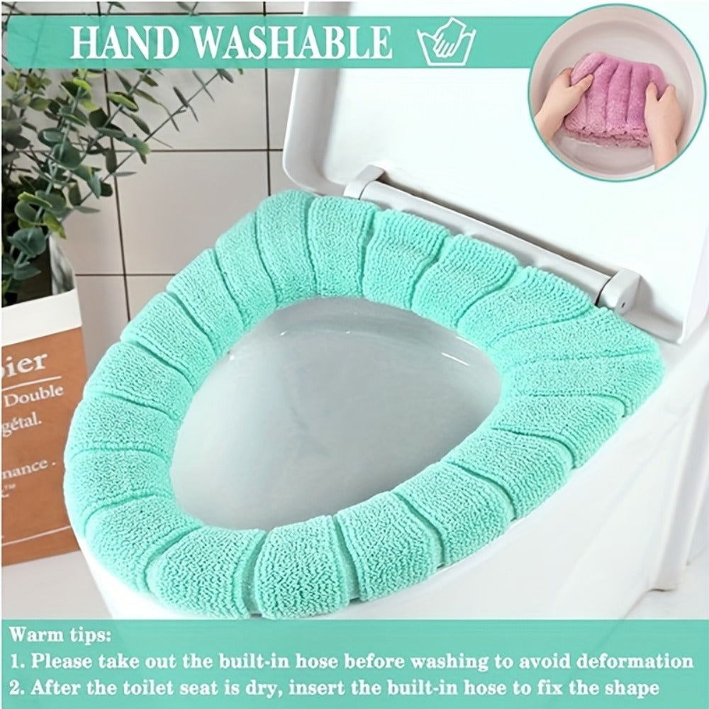 Toilet Seat Cover Set 5pcs ¨C Soft Plush All-Inclusive Machine Washable Bathroom Seat Covers Fit Most Standard Toilets, Skin-Friendly Elastic Fabric