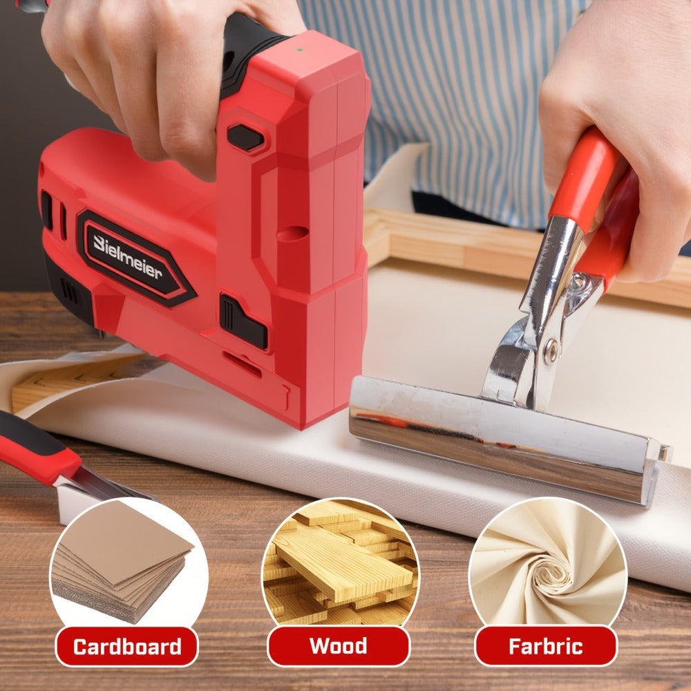 Cordless Stapler Brad Nailer 2-in-1 4V / 20V No Compressor ¨C Lightweight with Battery, Charger & 1600pcs Nails & Staples, for Carpentry, Home Improvement, Upholstery & DIY ¨C Multiple Colors & Upgrade Versions