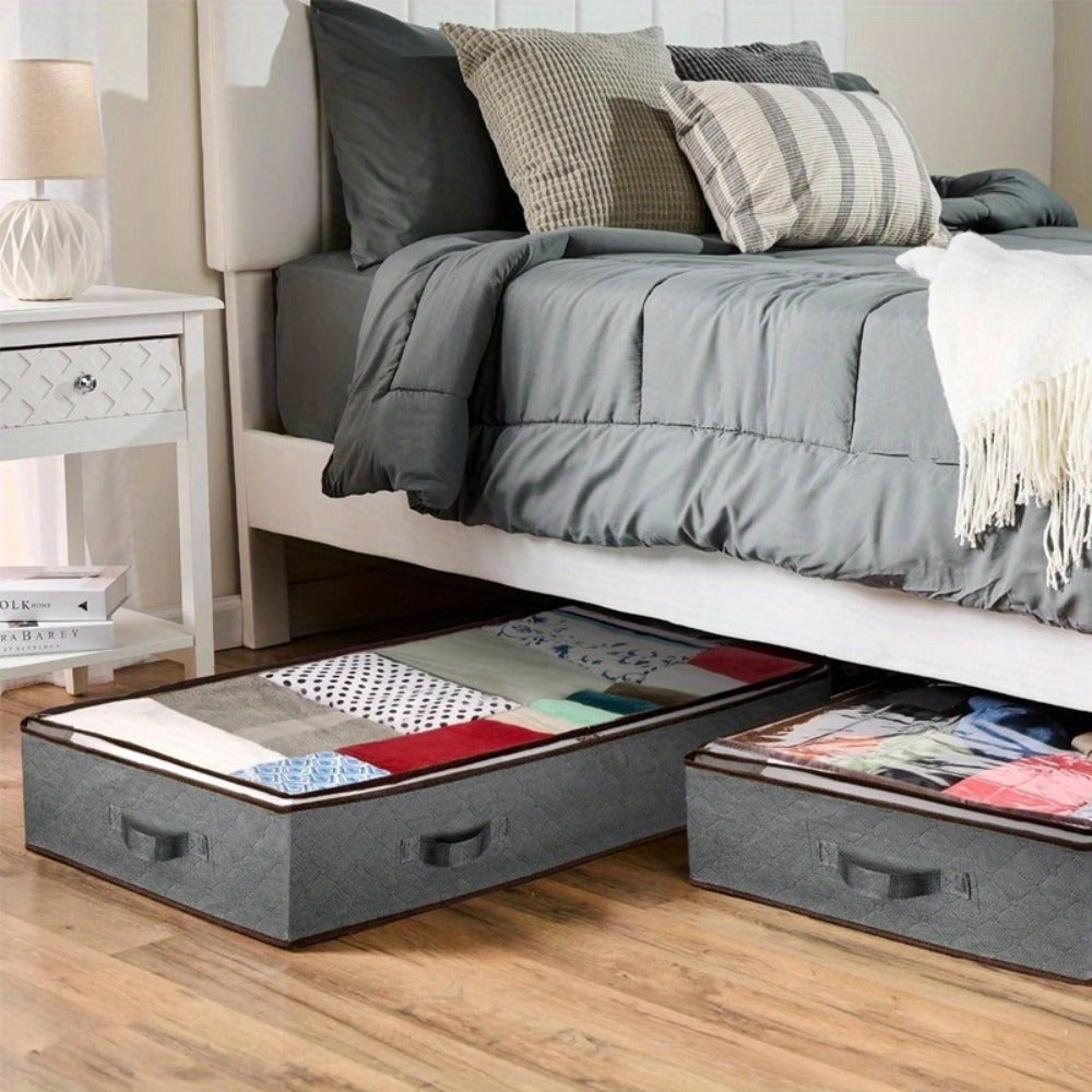 Foldable Storage Bags 4-Pack 23.78 Gallon Large Organizer with Flip-Top Lids and Handles Heavy Duty Non-Woven Rectangular Bins for Clothes Blankets Bedding Under Bed Storage