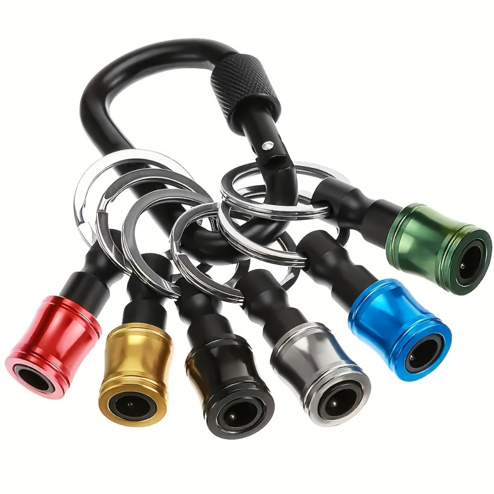 Magnetic Drill Bit Keychain Set Funny Novelty Trick Tool Gift for Men Dad Husband Him - Unlimited Retractable Magnetic Snap Gag Gift White Elephant Christmas Stocking Stuffer Cool EDC Gadget