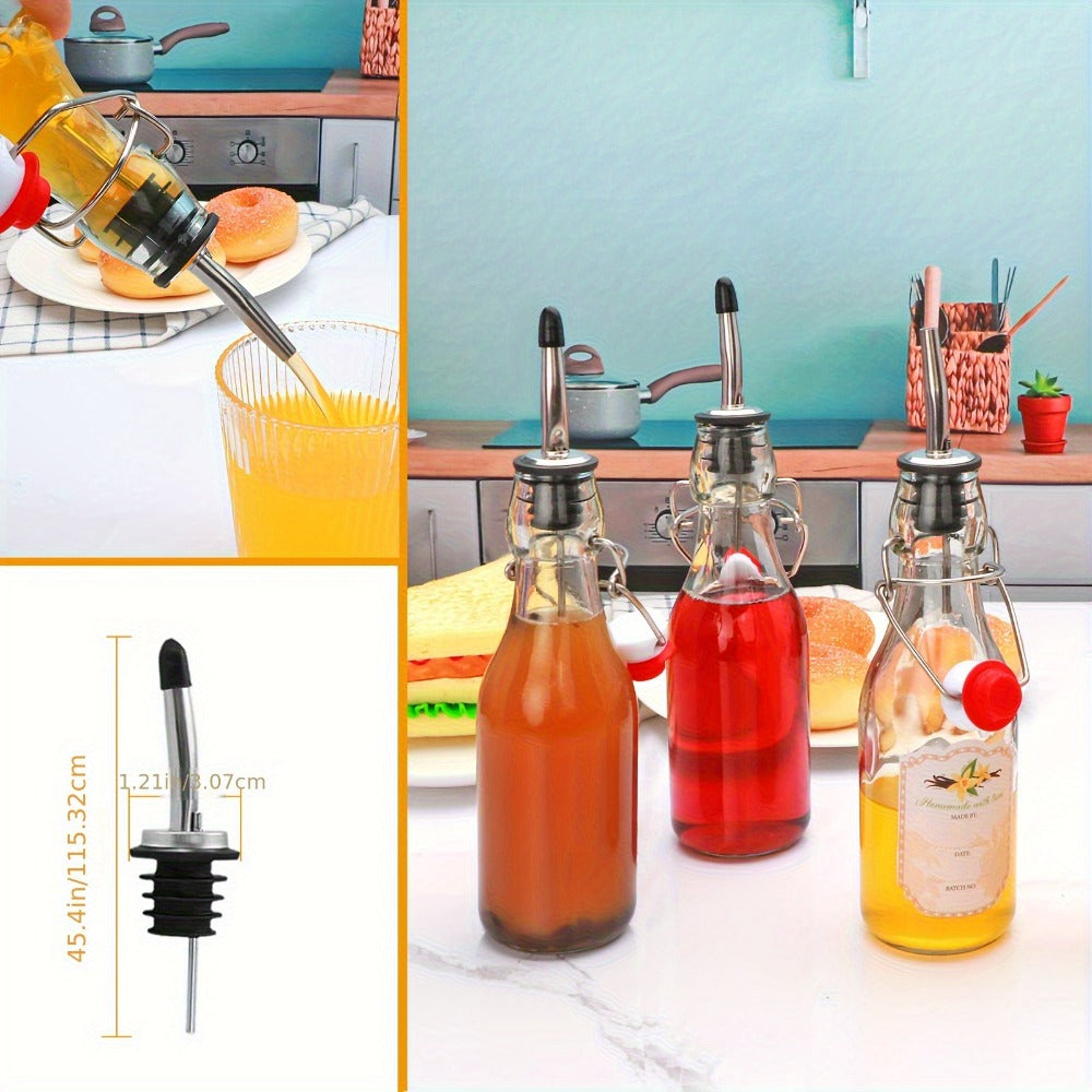 Glass Swing Top Bottles 8.45oz ¨C Round Iron Clasp Airtight Bottle Set with Funnel for Juice, Kombucha, Syrup & Oil Storage, Reusable Flip Cap Glass Bottles (6, 9, 12 or 18 Pack)