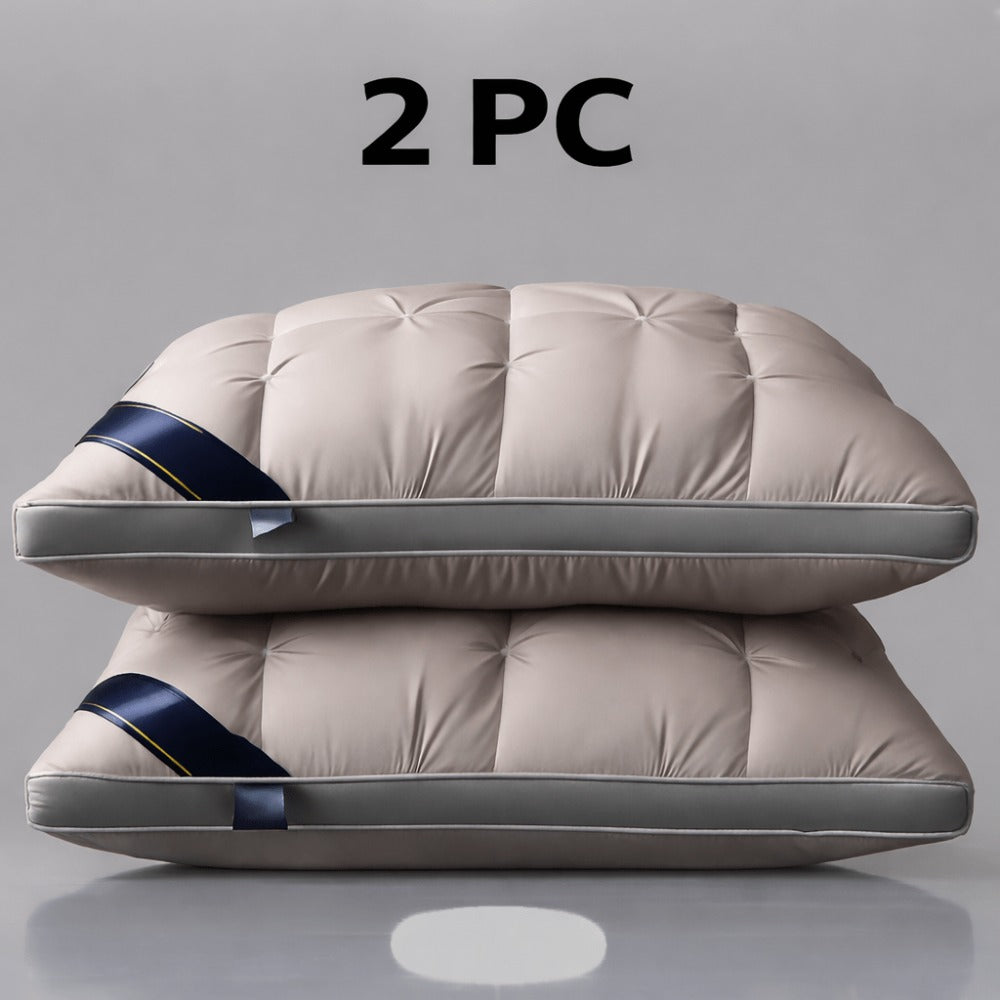 Hotel Quality Pillow Soft Polyester Fiber Bed Pillow with Zipper Closure for Deep Sleep Neck Support, Machine Washable All Season Pillow for Home Bedroom, White Grey 1 2 4 Pack