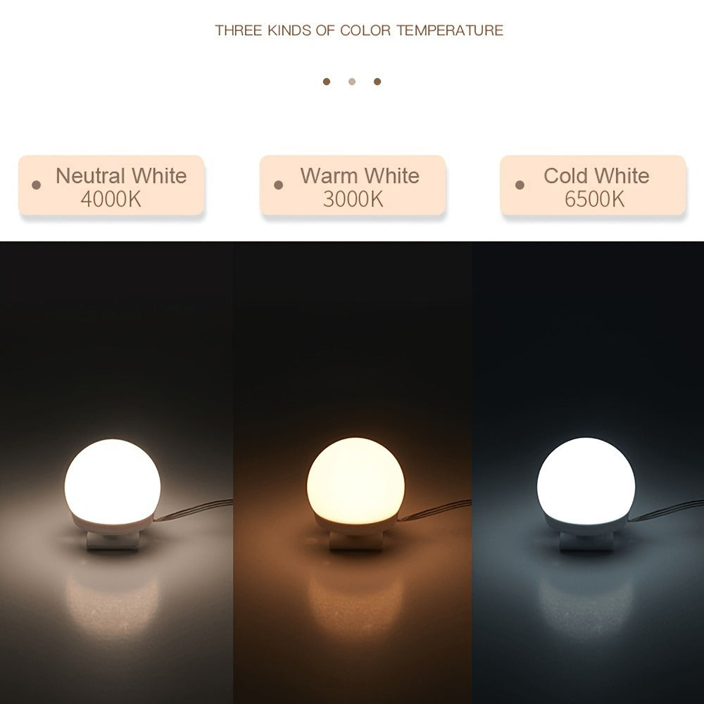 LED Vanity Mirror Light for Makeup ¨C USB Powered 8-Bulb Mirror Lamp with 3 Color Temperatures, Adjustable Brightness & Spacing, Removable Design, Gift for Women Wife