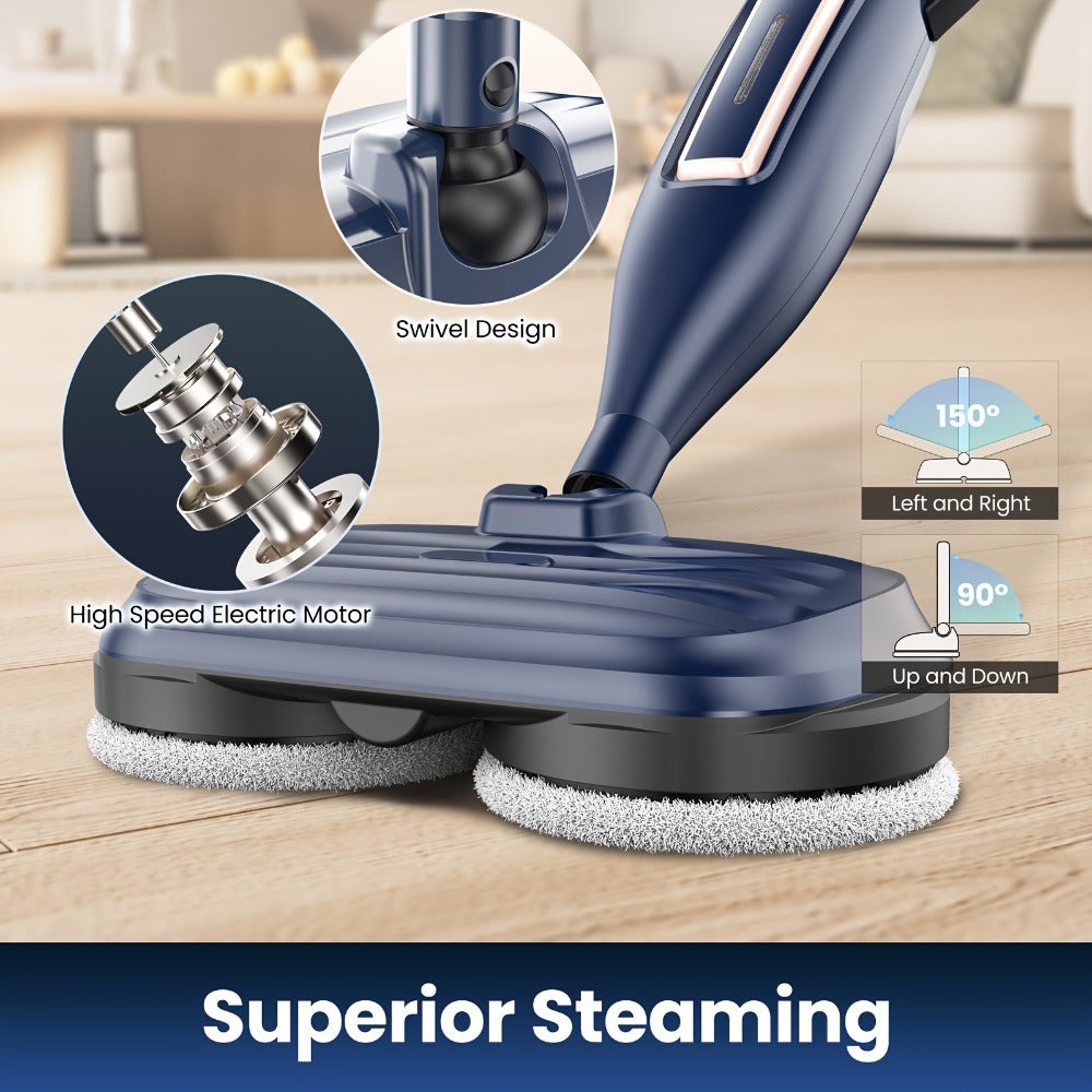 Steam Mop 10-in-1 Spinning Rotating Mop Pads with Steam Blaster Technology - 3 Steam Modes, LED Headlights, Lightweight Spin Mop for Hard Floor, Laminate & Marble, Washable Pads, VM6 Pro Series