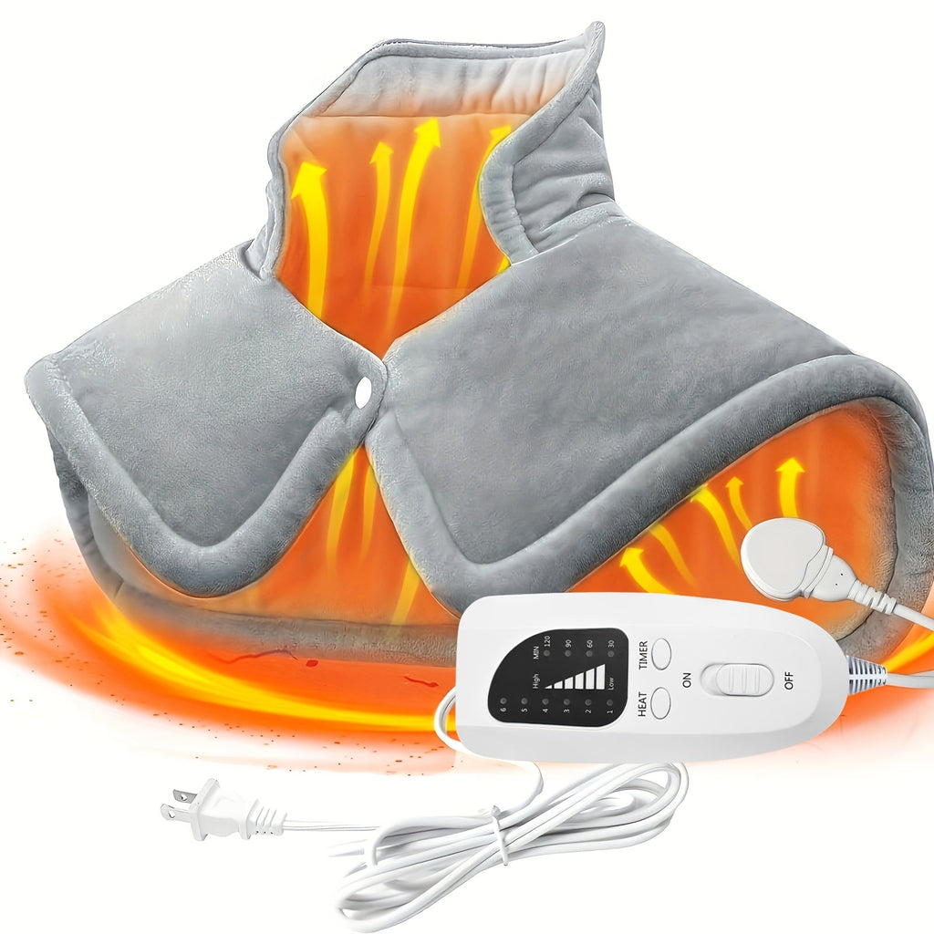 Graphene Heating Shawl Wrap Blanket - Ultra-Soft Coral Fleece Temperature-Regulating Neck Back Shoulder Warmer, Machine Washable Christmas Gift for Women Men Family