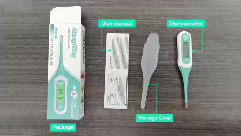 Digital Oral Thermometer for Adults & Kids ¨C 8-Second Fast Read, Bendable Tip, 3-Color Fever Backlight, 32 Memory Records, Rectal Use for Infants, Celsius/Fahrenheit Conversion