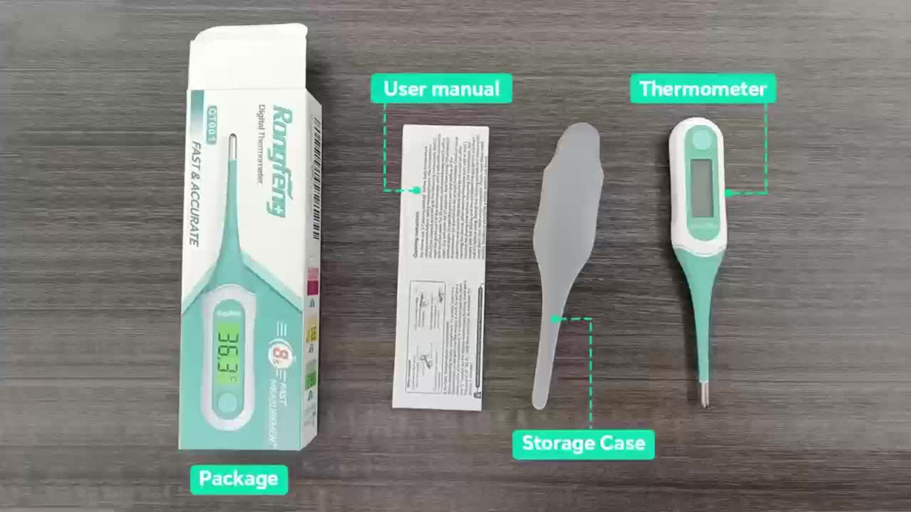 Digital Oral Thermometer for Adults & Kids ¨C 8-Second Fast Read, Bendable Tip, 3-Color Fever Backlight, 32 Memory Records, Rectal Use for Infants, Celsius/Fahrenheit Conversion