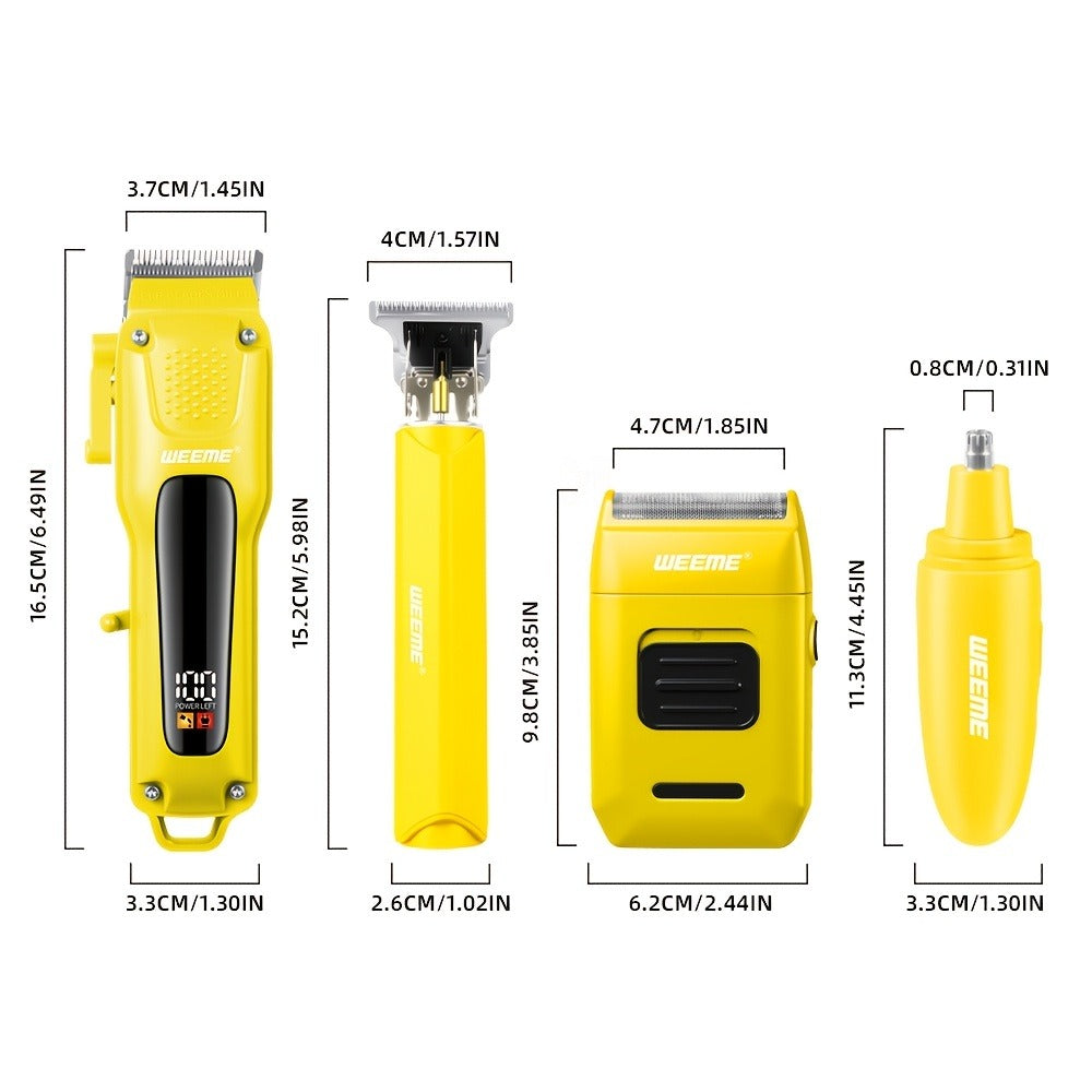 Hair Clippers for Men - 4-in-1 Cordless Trimmer Set, Rechargeable Electric Shaver with Beard Trimmer, Nose Hair Trimmer, Body Groomer & Hair Clipper Kit for Home Barber Use