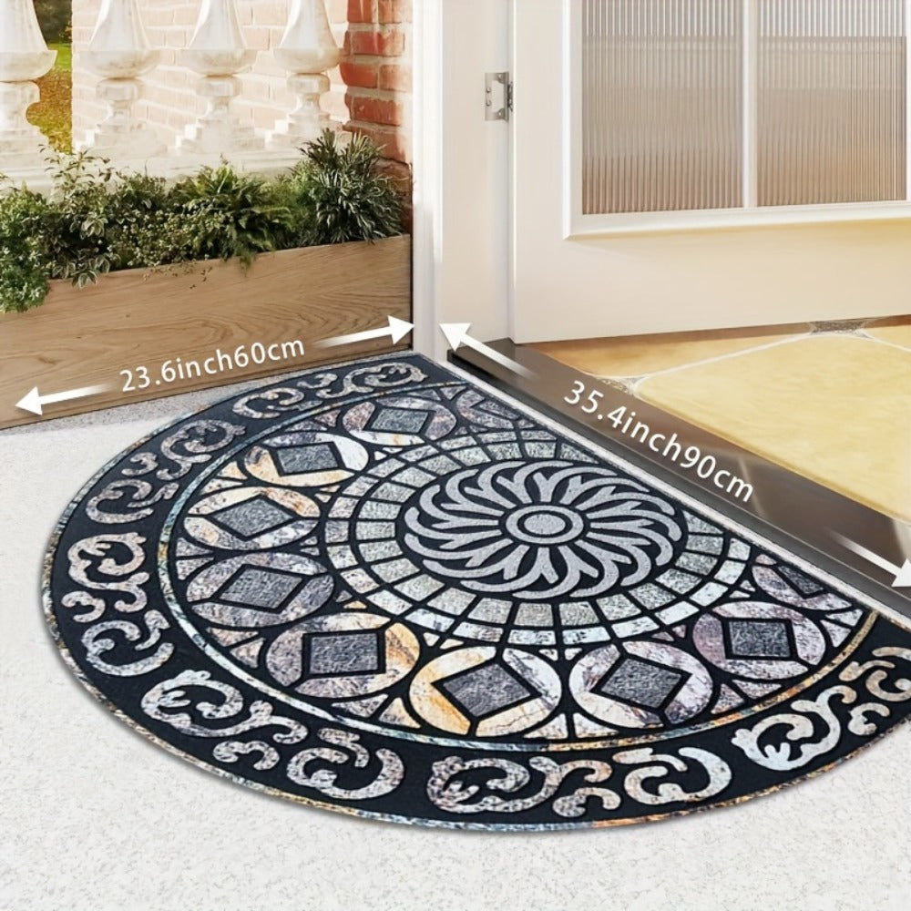 Outdoor Door Mat Heavy Duty Non-Slip Welcome Mat for Front Door Entrance Patio Porch, Durable Low-Profile Rug, Multiple Colors & Sizes, Light Blue Brown Dark Blue Gray Rainbow