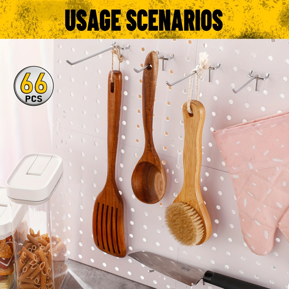 Black Metal Pegboard Wall Organizer Set with Hooks 66/100pcs, 12x24 Inch Heavy Duty Wall Mounted Pegboard Kit for Garage Workshop Tool Storage, Includes Paper Towel Holder & Workbench Accessories