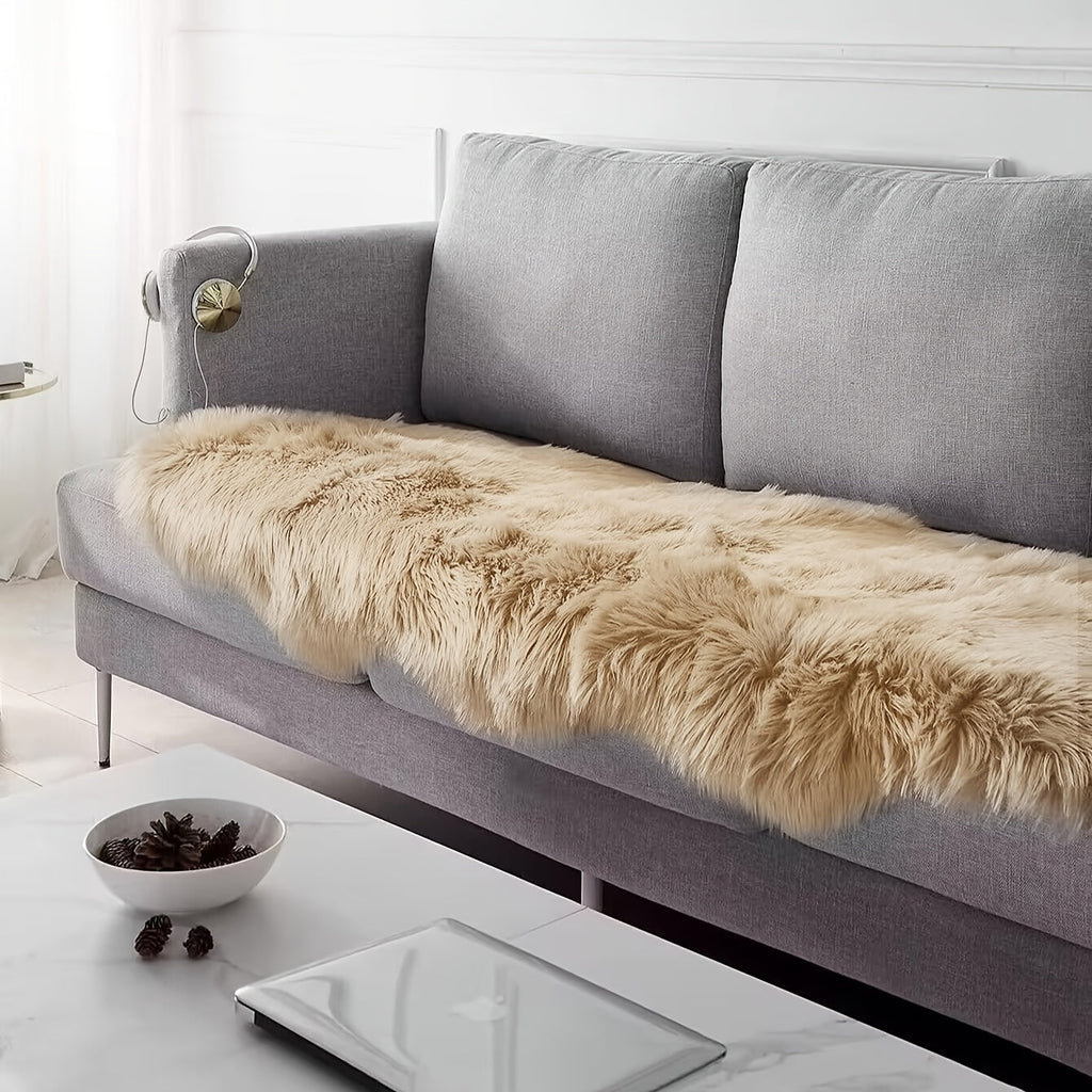 Soft Fluffy Wavy Area Rug Imitation Plush Carpet for Living Room Bedroom Modern Decorative Non-Slip Floor Mat Multi-Size Options