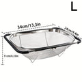Expandable Sink Colander Stainless Steel ¨C Over the Sink Strainer Basket with Fine Mesh & Rubber Grip, Adjustable Kitchen Drain Strainer for Vegetables, Fruits & Pasta, Small & Large Size