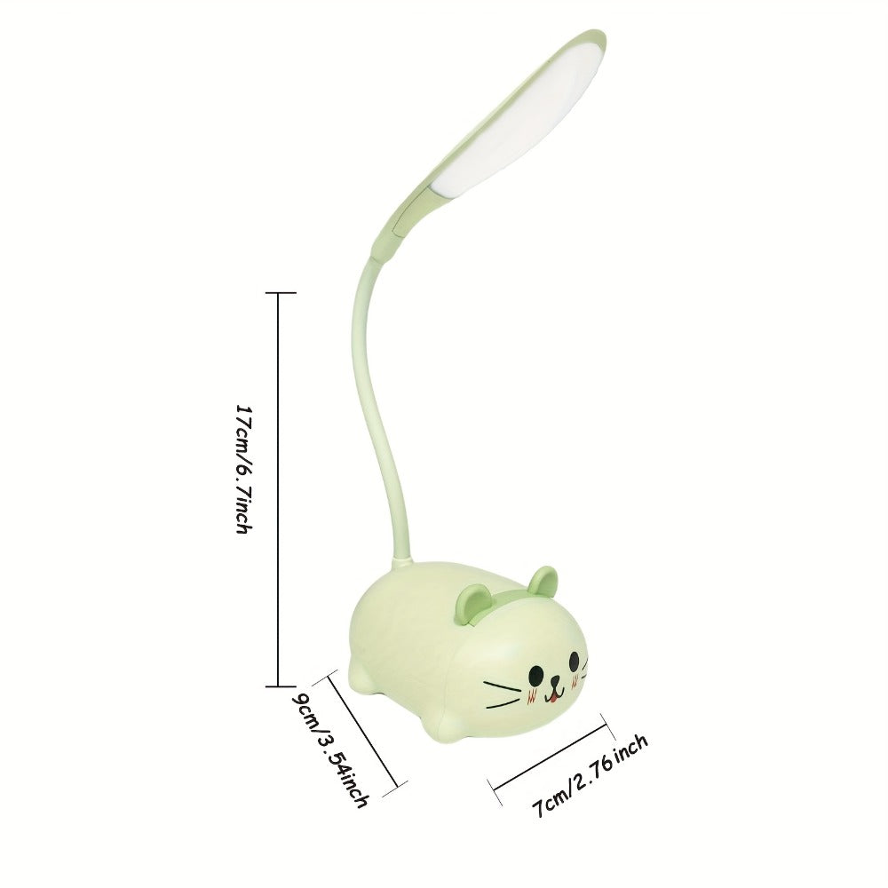 Cute Animal LED Night Light ¨C Mini Cartoon Table Lamp, Foldable USB Rechargeable, Portable Desk Reading Light for Bedroom Kids Room, Blue Bunny Cat Styles, Kawaii Room Decor Lamp