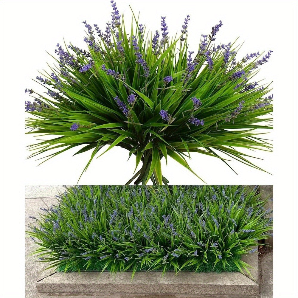 Artificial Lavender Flowers 11pcs UV Resistant Outdoor Indoor Fake Flower Stems, No Fade Realistic Plastic Lavender for Garden Patio Wedding Party Home Decor, Low Maintenance Floral Arrangement