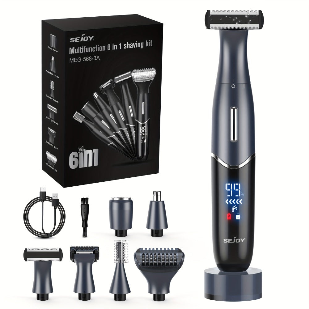 Women's Electric Bikini Trimmer Body Shaver Cordless Painless Razor Replaceable Heads Facial Hair Eyebrow Nose Ear Hair Removal Sensitive Skin