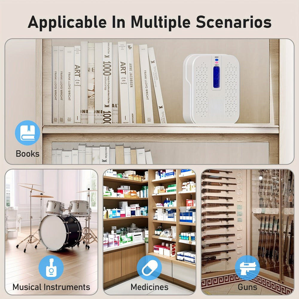Mini Rechargeable Dehumidifier ¨C Portable Silica Gel Moisture Absorber for Closet, Bathroom, Car, Wardrobe & Bookcase, Reusable Small Dehumidifier with Color-Changing Crystals, Up to 35 Sq Ft Coverage