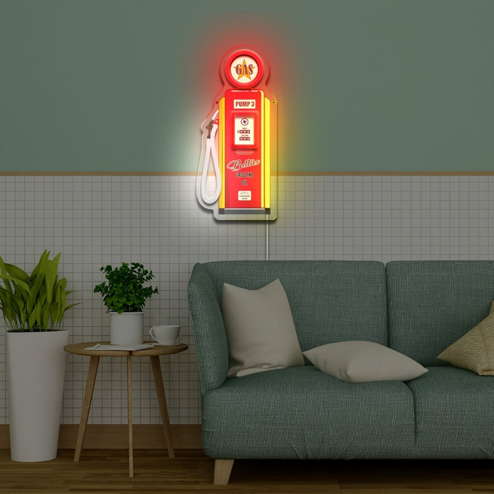 Neon Sign USB Powered Retro Wall Hanging Light - UV Reactive LED Art Decor with Switch Control for Bedroom Bar Man Cave Game Room Festival Party Decor Gas Tank Fire Extinguisher Design
