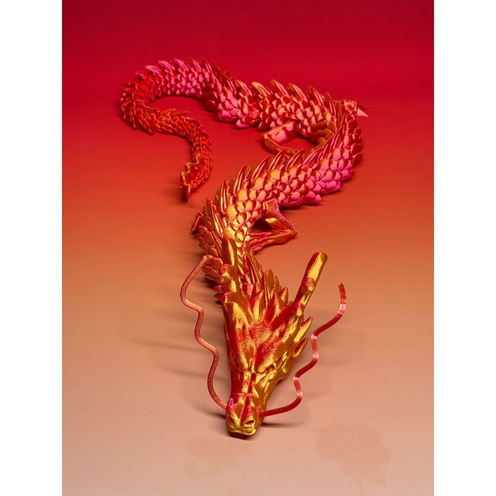 3D Printed Articulated Dragon Figurine 35.4¡± Giant Poseable Chinese Dragon Collectible Sculpture | Flexible Joints Fantasy Desk Decor for Home Office Car | Unique Gift for Dragon Collectors Mom Dad