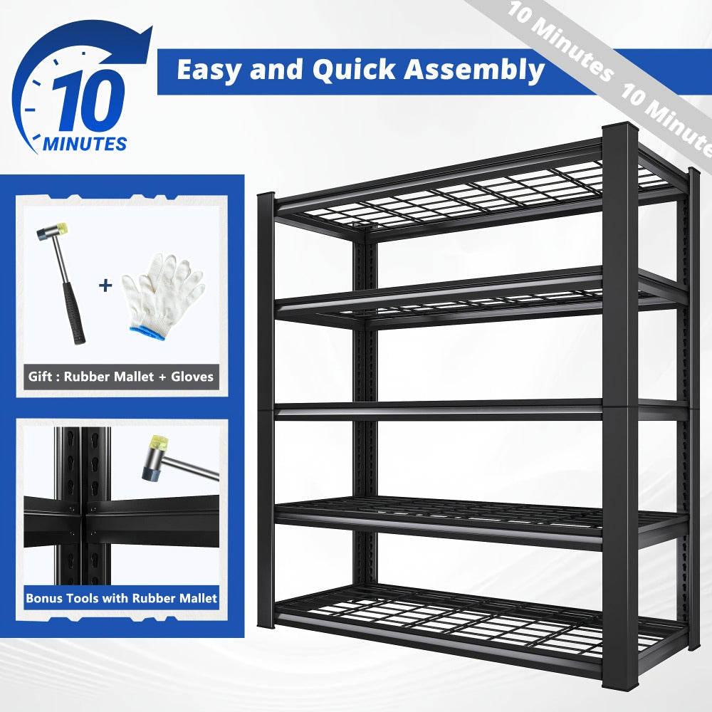 Heavy Duty Metal Garage Shelving Unit 72¡±H - Adjustable Steel Storage Shelf Rack for Garage, Basement & Warehouse