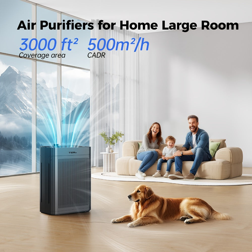 H13 HEPA Air Purifier for Large Room Up to 2500 Sq Ft | Double-Sided Washable Filter, PM2.5 Sensor, 22dB Ultra-Quiet | Air Cleaner for Dust, Pets, Smoke & Pollen | Bedroom & Home | White & Grey