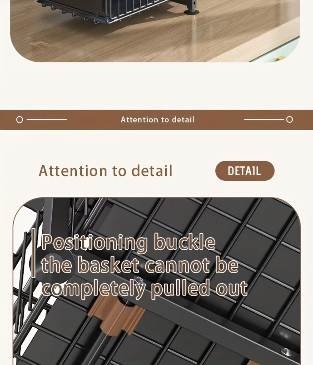 Under Sink Organizer 2-Tier Pull Out - Adjustable Height Carbon Steel Cabinet Storage Shelf for Kitchen and Bathroom, Space Saving Sliding Drawer Rack for Cleaning Supplies Pots and Toiletries, Heavy Duty Under Cabinet Organizer Available in 1 or 2 Pack
