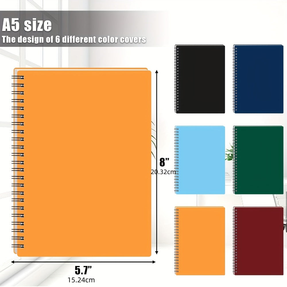 Spiral Notebooks 6 Pack Hardcover A5 Lined Journal College Ruled 480 Sheets 960 Pages No Bleed Thick Paper 6 Colors for Work School Office Supplies