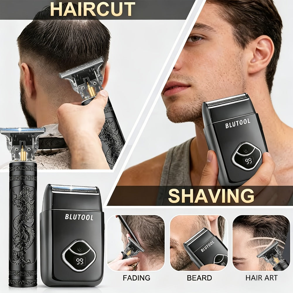 Men's Electric Grooming Set Hair Clipper Nose Trimmer Shaver Kit Cordless USB Rechargeable Professional Haircut Sculpt Shave for Home Car Travel Gift for Dad Husband Boyfriend