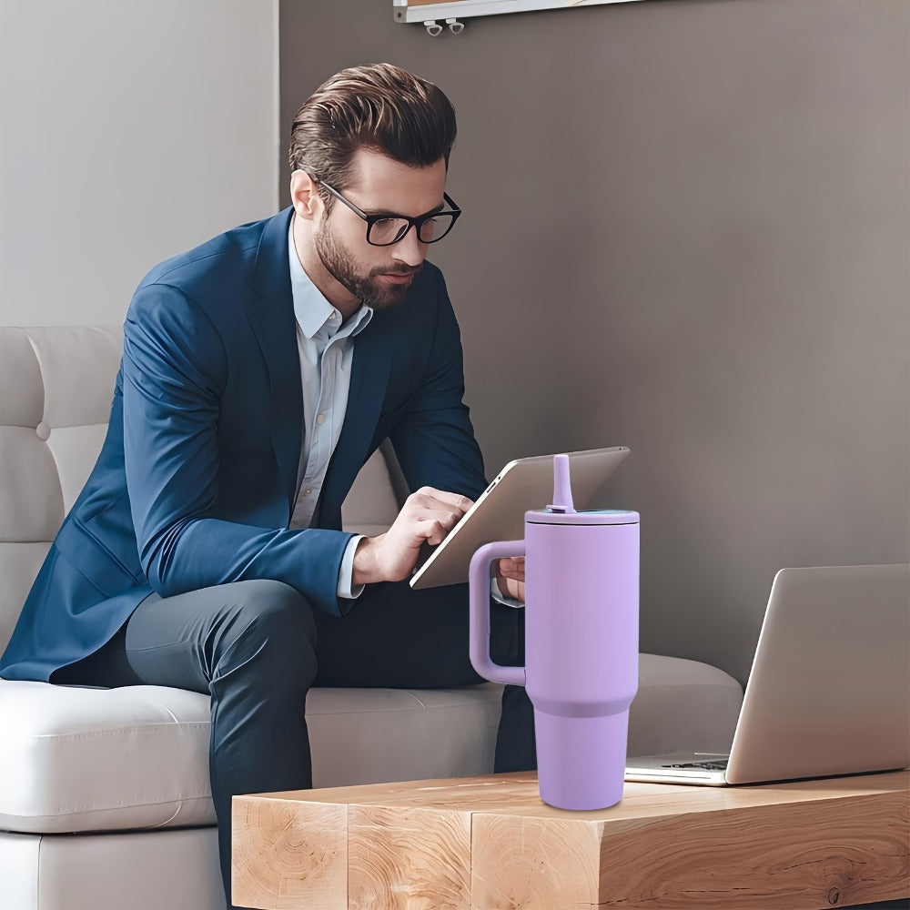 Stainless Steel Insulated Tumbler 40oz with Lid and Foldable Straw - Double Wall Vacuum Keeps Hot 12H Cold 24H, Travel Coffee Cup for Home Office Car and Outdoor, Available in 6 Colors, Great Gift for Men and Women