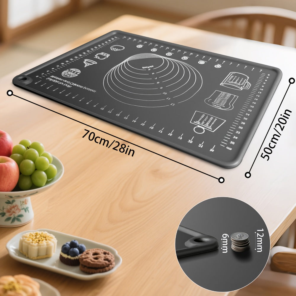 Silicone Pastry Mat Extra Thick Non-Slip Baking Mat with Measurements for Dough Rolling Pizza Cake