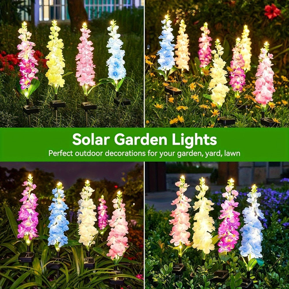 Solar Garden Lights Outdoor - 2 Pack 27 Inch Delphinium Flower Stake Lights with 36 LEDs & 600mAh Battery | Waterproof Solar Yard Lights for Patio, Lawn & Garden Decor | Mother's Day Gift