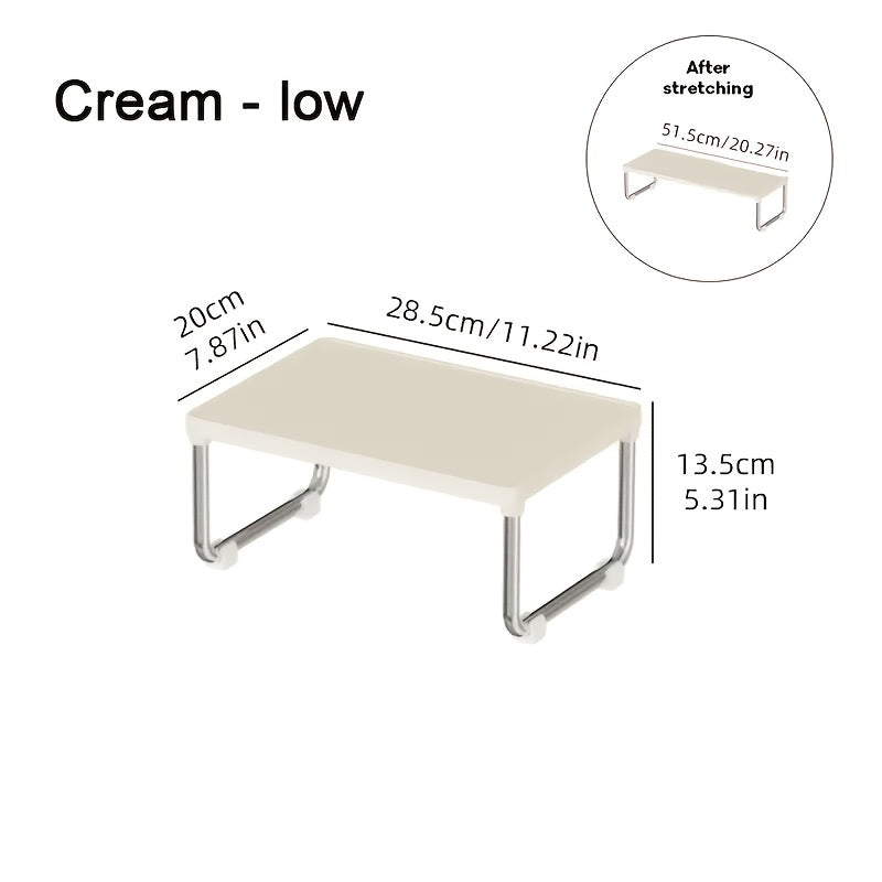 Desktop Storage Organizer Multi-Tier Expandable with Transparent Lid PP Stainless Steel Space-Saving Countertop Box for Kitchen Bathroom Cosmetics
