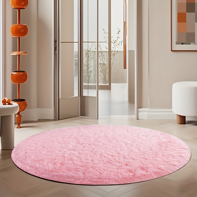 Round Faux Fur Area Rug - Soft Plush Circle Carpet for Living Room Bedroom, Machine Washable, Multiple Colors & Sizes