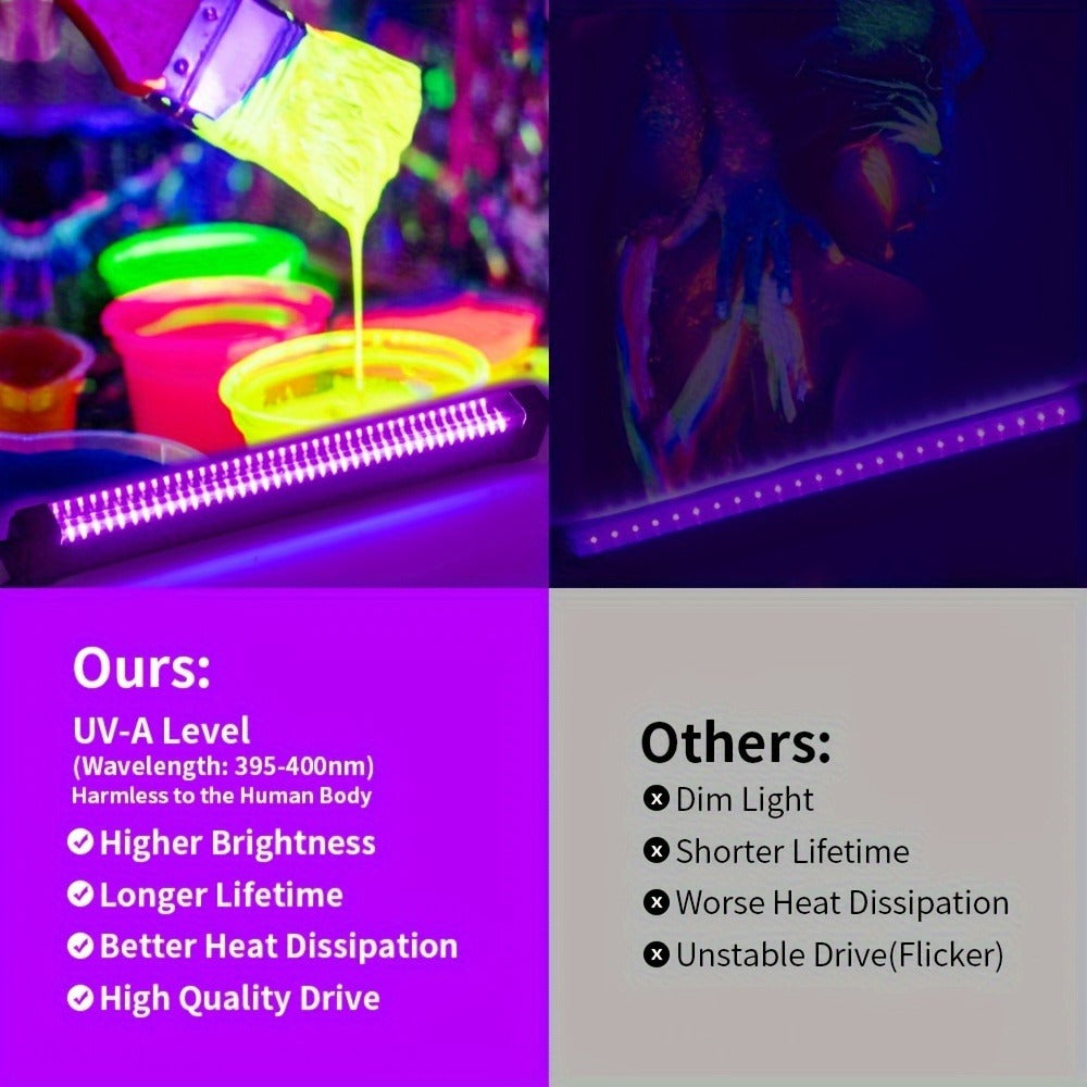 UV Black Light Strip USB LED ¨C 32cm / 12.6ft Portable Magnetic Black Light Tube for Halloween Party, Fluorescent Tapestry, Body Paint, Posters, Christmas & Cabinet Lighting (3-Pack / 4-Pack)