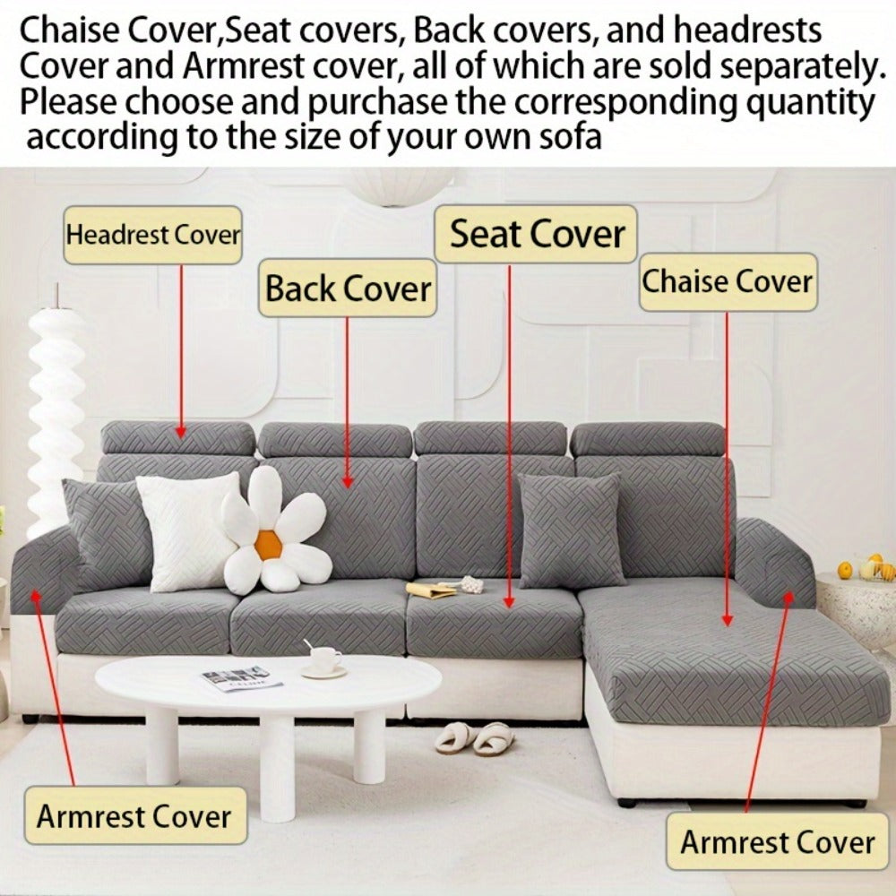 Sofa Cover Stretch Slipcover Universal Fit - Elastic Non-Slip Couch Cover Pet Friendly Machine Washable | Sofa Seat Cover Armrest Back Chaise Protector for Living Room Deep Gray Home Decor Furniture Cover