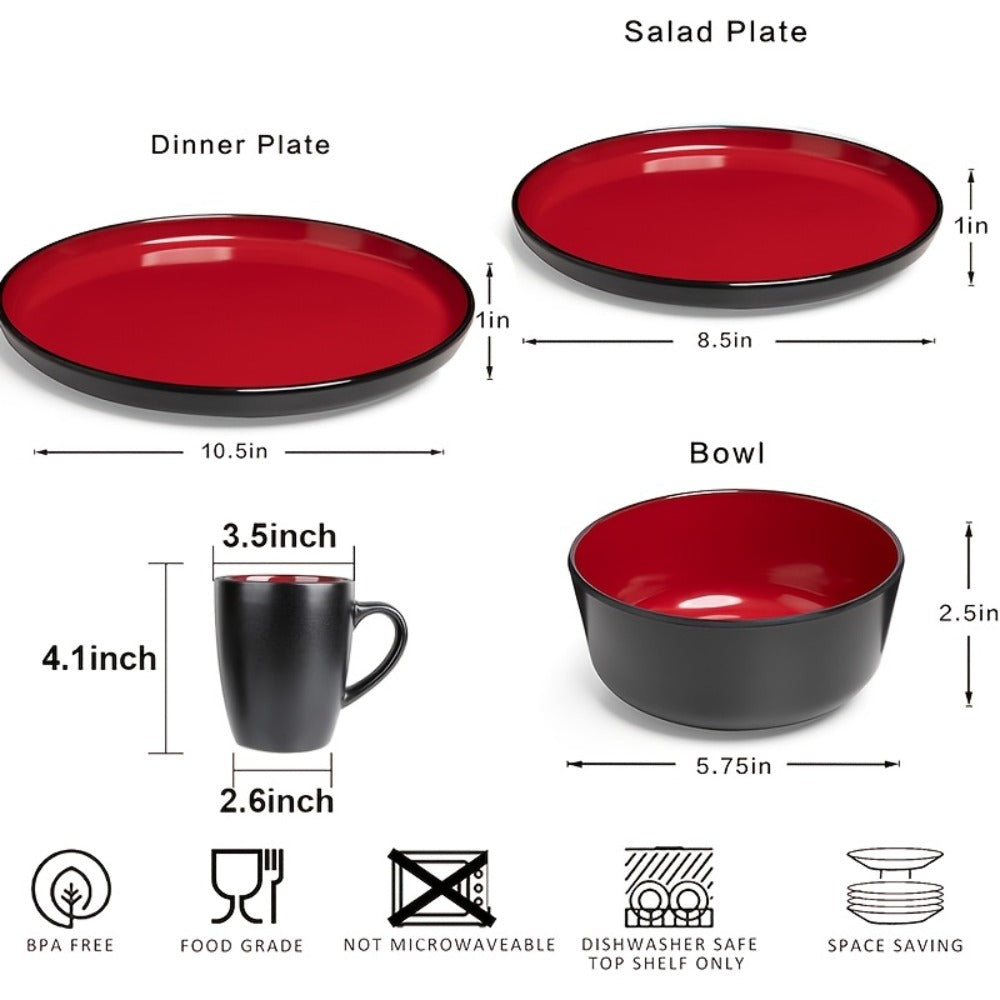 Ceramic Dinnerware Set for 4 ¨C Porcelain Plates Bowls Cups Matte Finish Dishwasher Microwave Oven Safe Stoneware Tableware Scratch Resistant for Restaurant Kitchen Wedding Anniversary Gift
