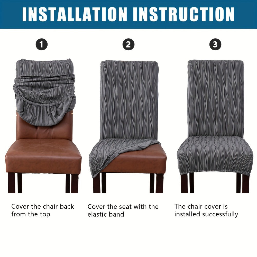 Dining Chair Covers Stretch Slipcovers Set of 4 or 6, Stain Resistant Removable Washable Chair Protector for Home Kitchen Restaurant Wedding, Spandex Jacquard Fabric, 7 Colors Available
