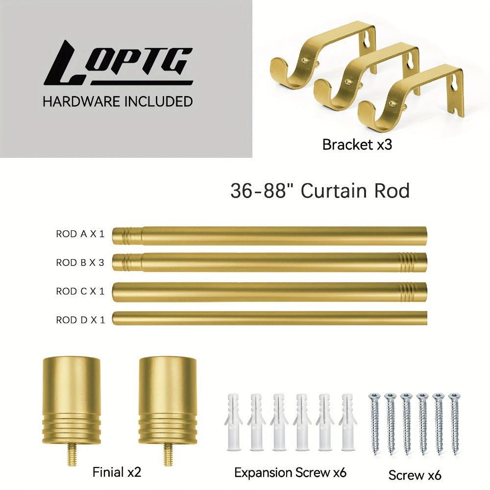 Adjustable Curtain Rods for Windows 1 Inch Diameter ¨C Modern Decorative Drapery Rod with End Finials, 18¡±-45¡± to 36¡±-120¡± | Black, Brushed Nickel & Gold Finish