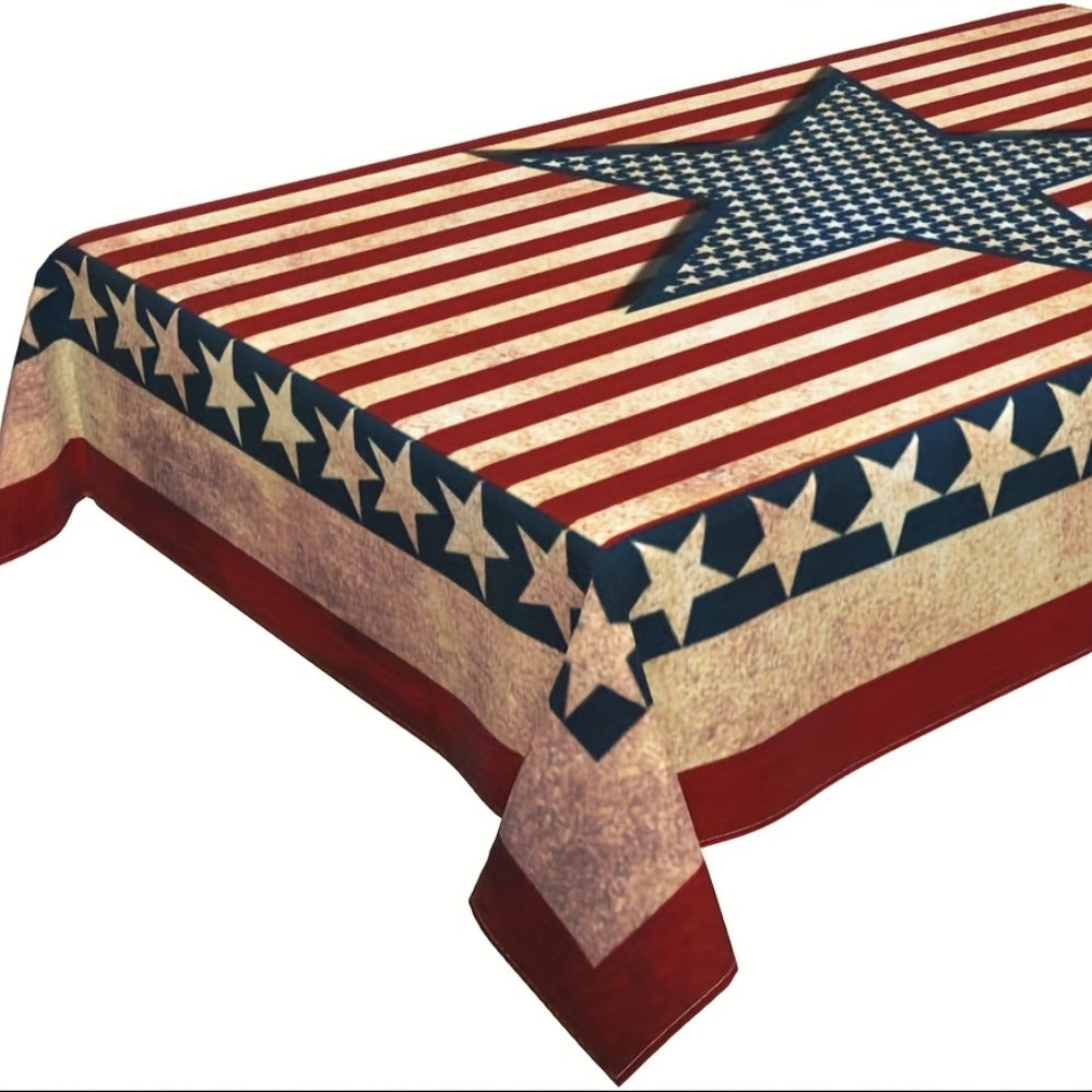 American Flag Rectangular Tablecloth Patriotic Memorial Day 4th of July Table Cover for Home Kitchen Dining Room
