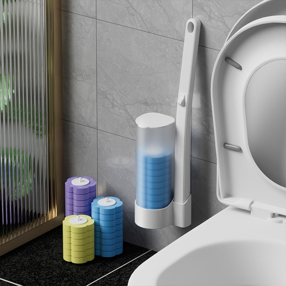 Disposable Toilet Brush Set with Replaceable Heads - 7-Piece Bathroom Cleaning Kit, Portable & Durable