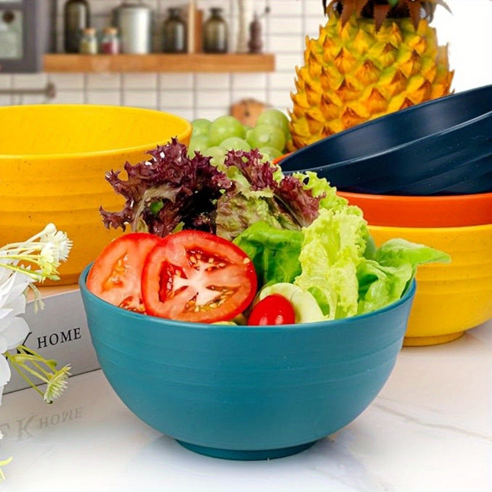 32pcs Wheat Straw Dinnerware Set for 8 - Unbreakable Plastic Plates Bowls Cups Set, Lightweight BPA-Free PP Tableware for Picnic Camping Outdoor, Modern Round Dishware for Home Parties Holiday