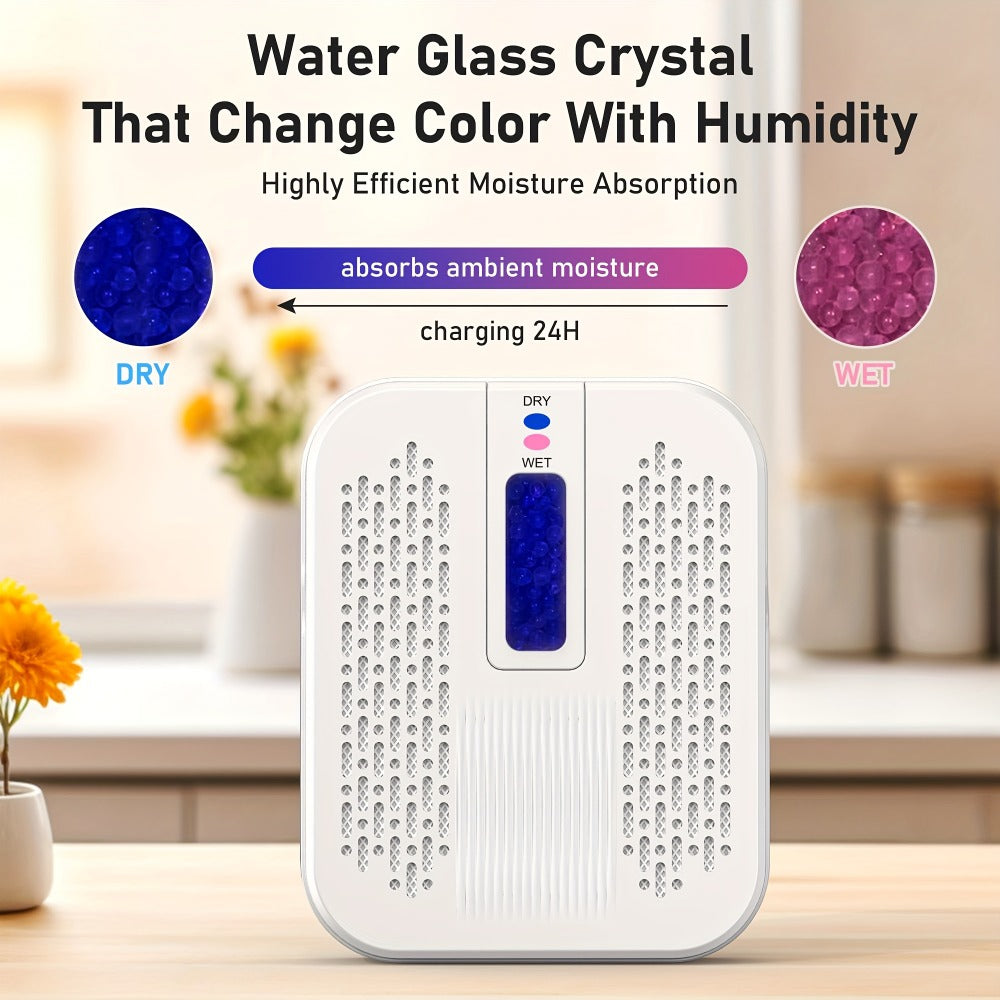 Mini Rechargeable Dehumidifier ¨C Portable Silica Gel Moisture Absorber for Closet, Bathroom, Car, Wardrobe & Bookcase, Reusable Small Dehumidifier with Color-Changing Crystals, Up to 35 Sq Ft Coverage