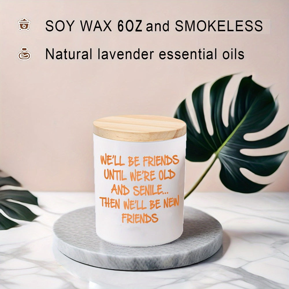 Lavender Soy Engraved Candle Friendship Gift for Women Birthday Christmas